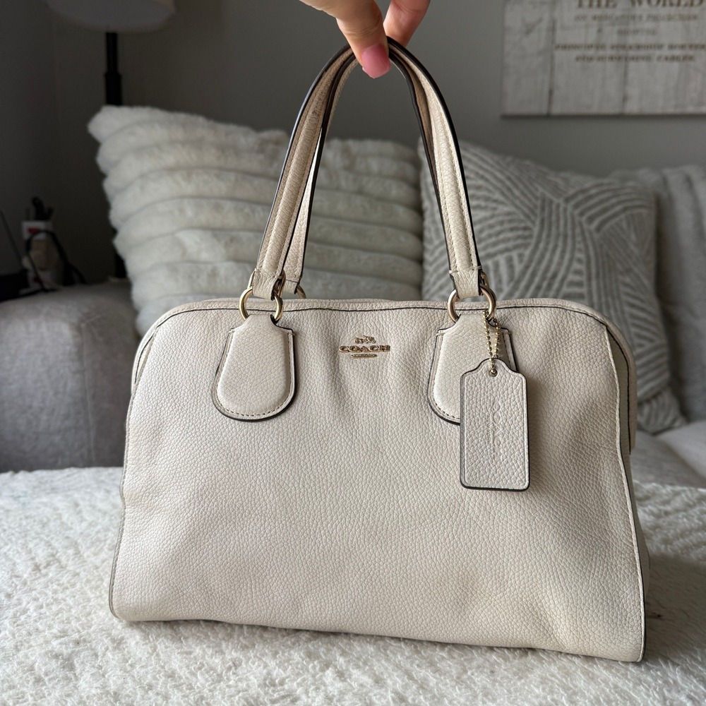 Coach‎ Nolita Cream Pebbled Leather Satchel Handbag Gold Hardware Off White